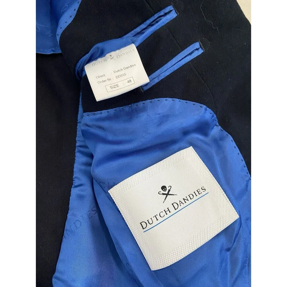 Dutch Dandies Velvet Sport Coat Blazer Navy Blue Size 48